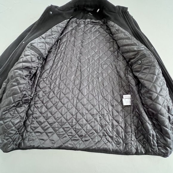 Calvin Klein Men Coat Wool Blend Size MEDIUM Black Hidden Zipper Snap Collared - Picture 3 of 8